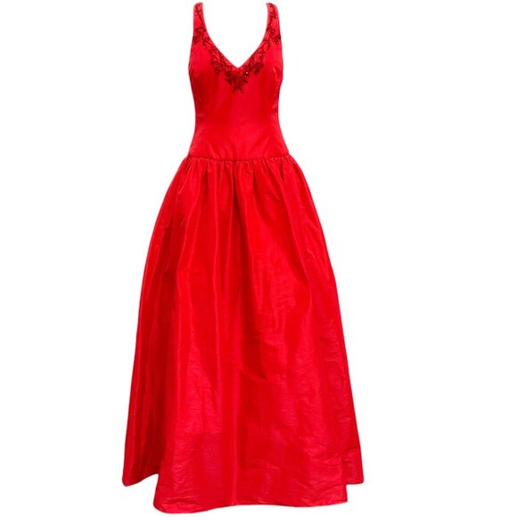 Marchesa Notte Red Embellished Ball Gown